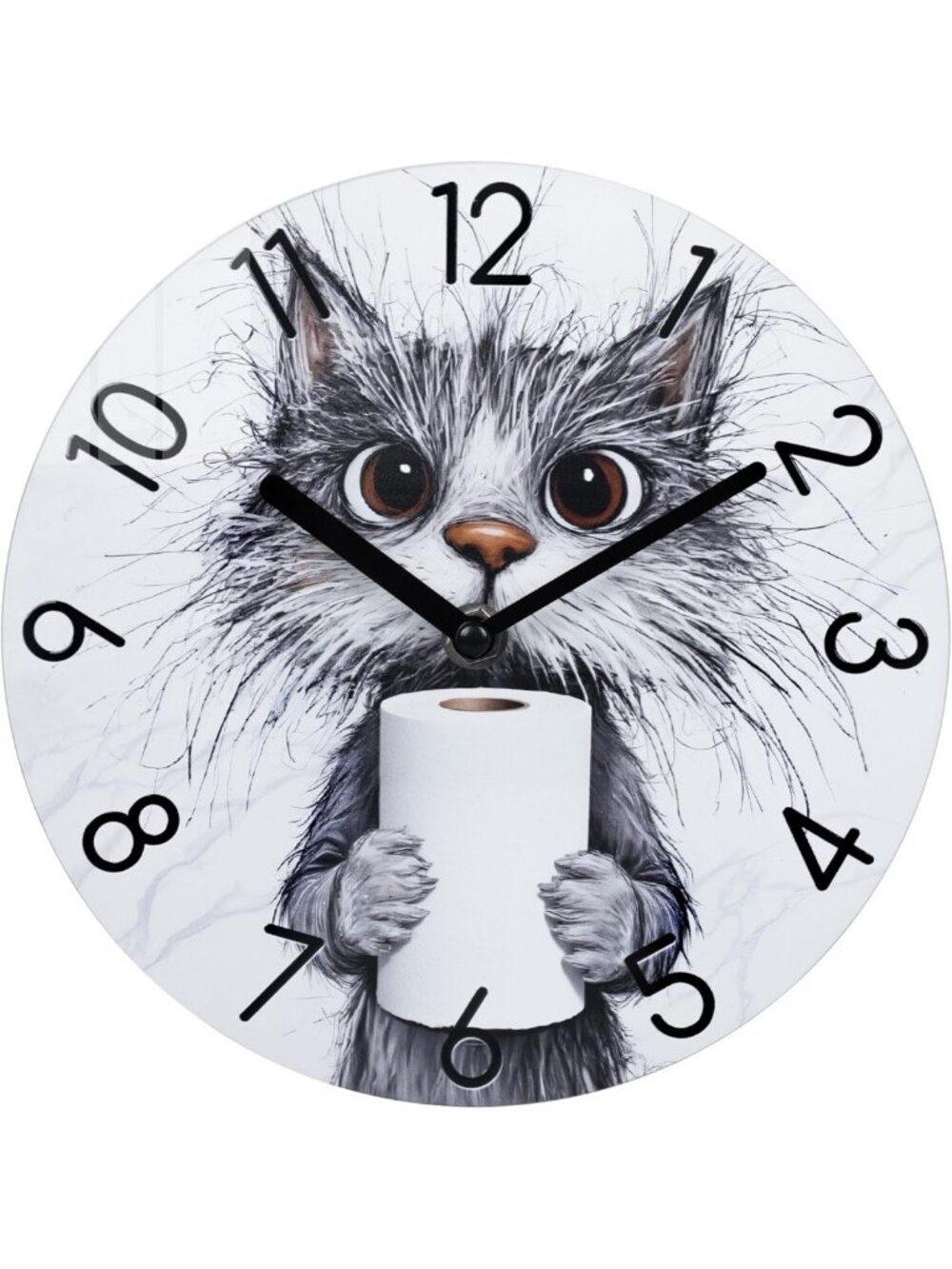 Waterproof Cat Wall Clock for Bathroom Decor | 12 Inch Glass Art for Shower